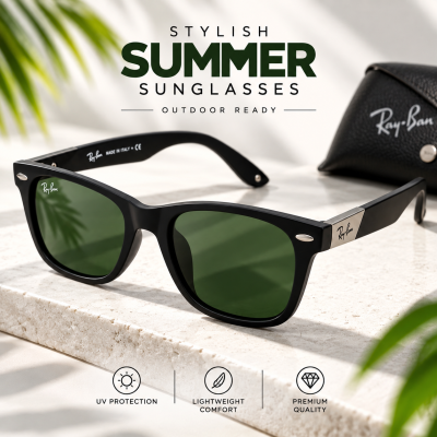 Stylish Summer Outdoor Ray-Ban Ultra Wayfarer Collector Sunglasses – Full Rim Oval Metal & Acetate Frame with G-15 Lenses, Full UV Protection & Premium Quality Imported Men's Eyewear